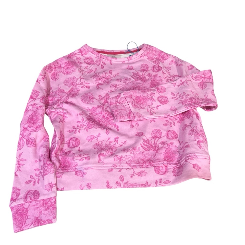 Terez Girl’s Pink Floral Print Crew-Neck Sweatshirt Size 7/8
